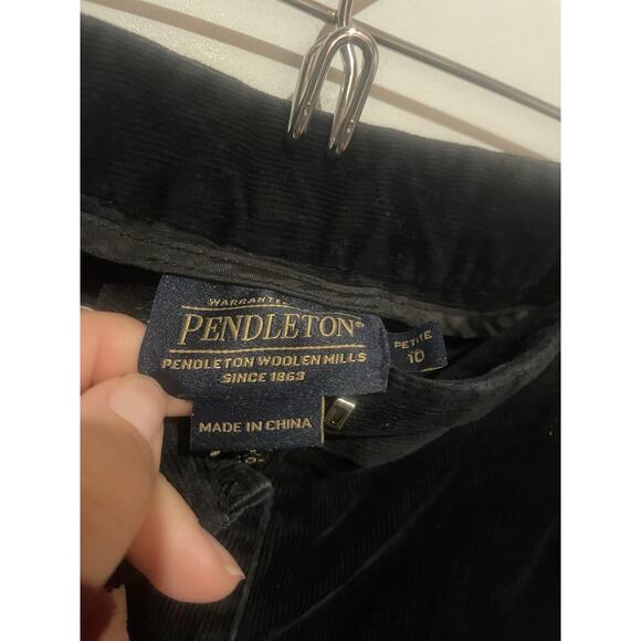Pendleton Corduroy Pants Women 10 Black Straight Leg Pockets Comfort Flat Front - Picture 5 of 7